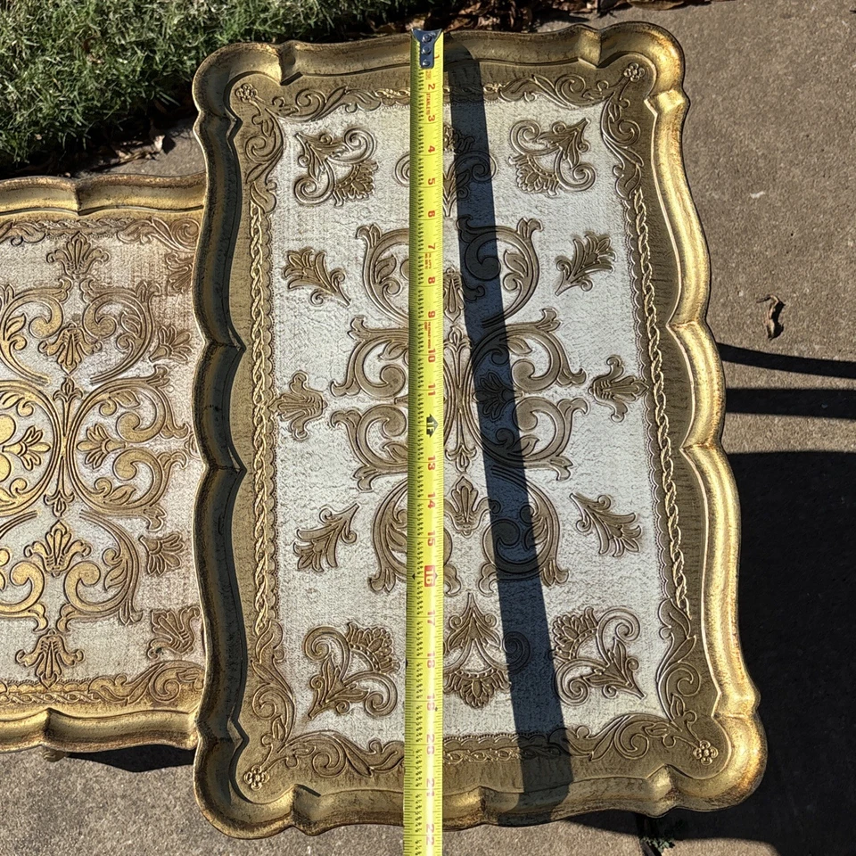 Vtg 3 Set 1950s Italian Florentine Gold Gilt Nesting Tables Rococo Style READ - Image 4 of 4