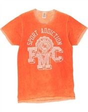FRANKLIN MARSHALL Mens Graphic T-Shirt Top 2XL Orange Cotton DW43