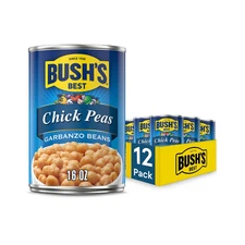 BUSH'S BEST 16 Oz Canned Garbanzo Beans (Chickpeas), Source of Plant Based Prote