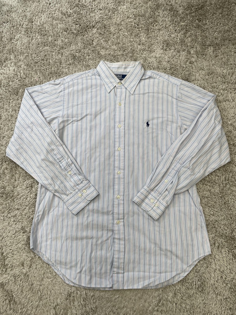 Vintage Polo by Ralph Lauren Shirt Mens Large Blue Pink Stripe