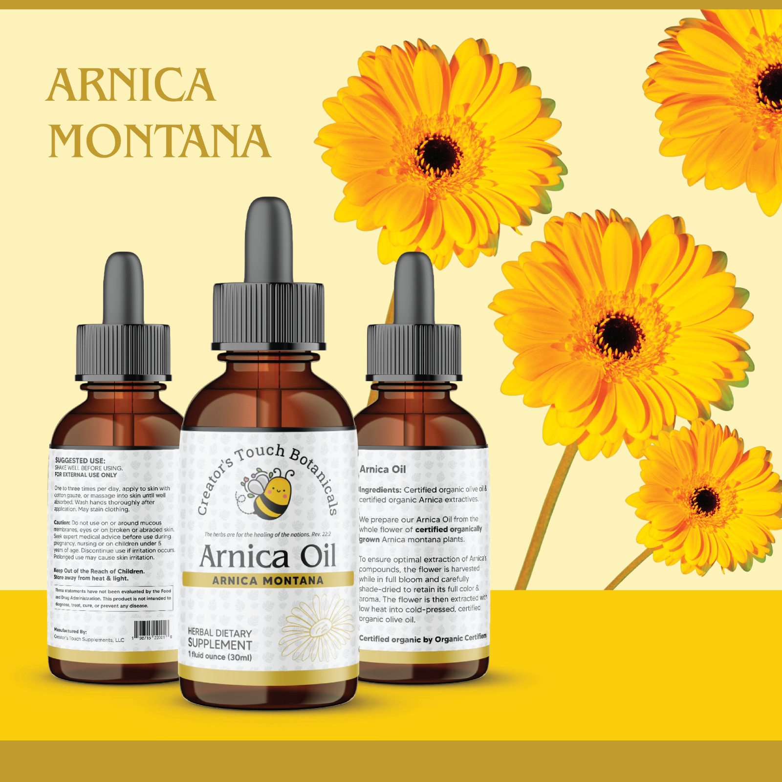 Arnica Oil 1oz – Natural Pain Relief for Sore Muscles, Bruises, Aches & Swelling