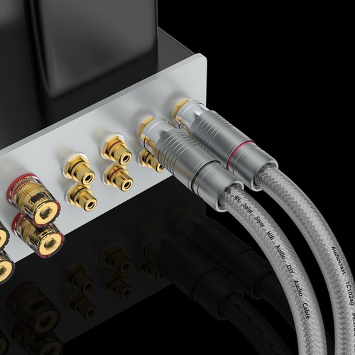 Coppia Cavo Argento Puro 4N di fascia alta 18AWG HiFi Audio Interconnessione Scudo Cavo RCA - Foto 5 di 12
