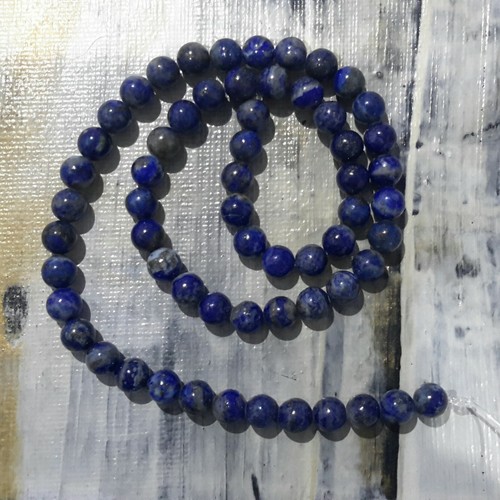 Natural Lapis Lazuli with Inclusions. 6mm Approx 63 pce. Free postage. - Picture 3 of 3