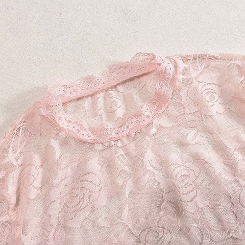 Lace Rose Floral Sheer Sexy T Shirt For Women | Transparent Mesh Top With - Picture 7 of 16