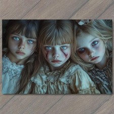 STICKER Haunting Children in Dark Dresses Creepy Halloween Setting Cult Scary