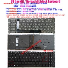 New US keyboard For Acer Aspire 3 A315-24 N23C3 Aspire 7 A715-51G A715-76 N22Q3