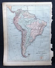 1884 Physical Map of South America Harper and Brothers Copyright 1875 Ephemera