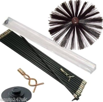 DRAIN ROD KIT CHIMNEY SWEEP SWEEPING BRUSH rubber