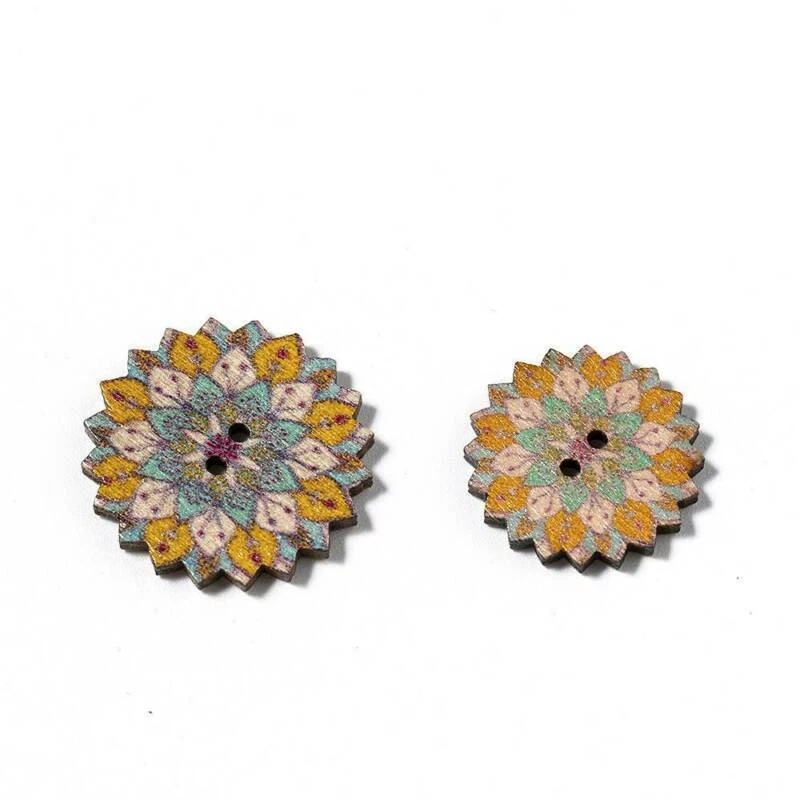 Wooden Round Sewing Buttons DIY 100Pcs Craft  Wood Flower  Holes 2  Scrapbooking - Image 2 of 4