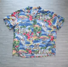 Vintage Paradise Found Shirt Mens 2XL Hawaiian Flamingo Rocket Florida Map