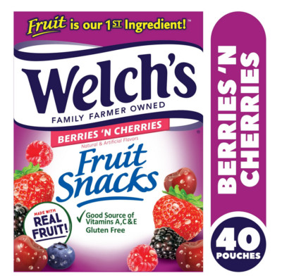 Welch's Fruit Snacks, Berries N Cherries, 0.8 oz, 40 Count