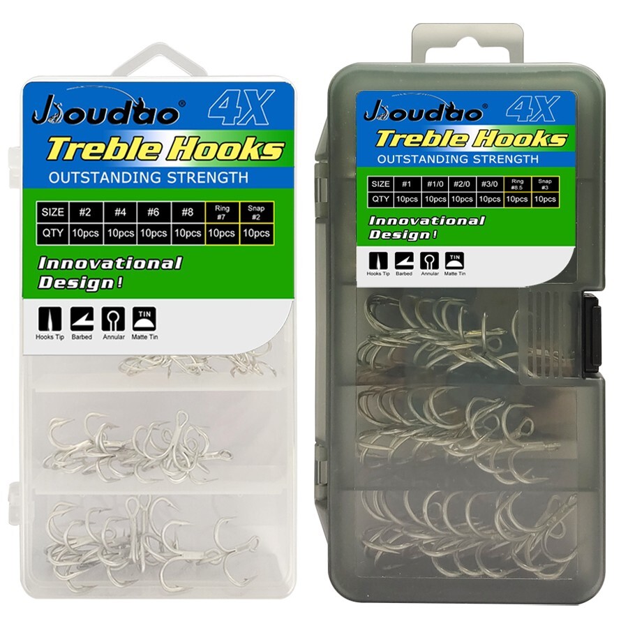 4X Fishing Treble Hook Set Triple Fishing Hooks for Big Game Trout Bluefish  Salm | eBay
