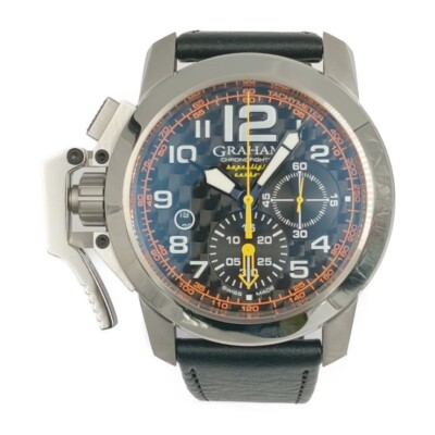 GRAHAM Uhr Chronofighter Oversize 2CCAS.O01A Silber Schwarz SS Leder Herren