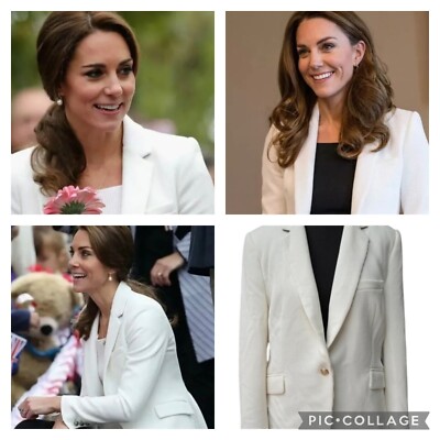 RARE ZARA White ECRU  WAFFLE JACKET BLAZER ASO ROYAL KATE Middleton XS Uk 6 2