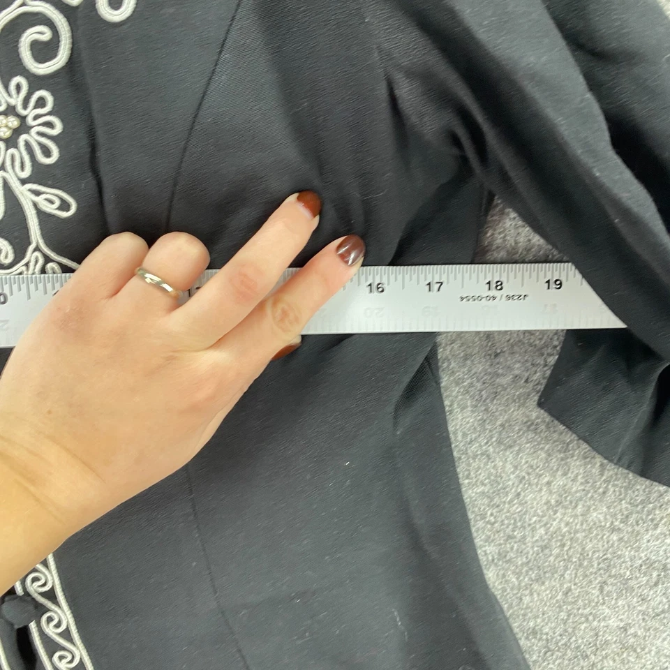 Vestido Karin Stevens Mujer 10 Negro Floral Bordado Caftán Midi Cremallera Informal Foto 4 de 4