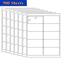 5000 2" x 4" White Self Adhesive Mailing Postage Shipping Labels 10 Up 500 Sheet