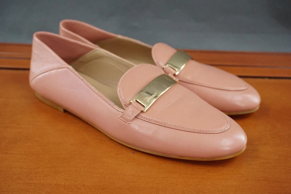 LK Bennett Paola Barra de Metal Para Mujer 6 Zapatos Cuero Rosa Sin Cordones Informales Cómodos Foto 3 de 4