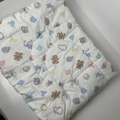 Vintage Cuddle Time Baby Quilt Comforter Blanket Animals Multicolor 