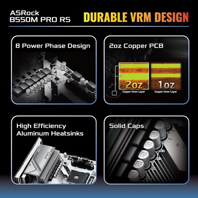 Scheda madre Asrock B550M PRO RS AMD Ryzen 5000/4000/3000 serie G MicroATX bi Scheda madre Asrock B550M PRO RS AMD Ryzen 5000/4000/3000 serie G MicroATX bi