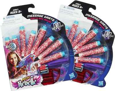 Set of 2 (Two) Nerf Rebelle Message Dart Refill & Pen Packs - Total of 16 Darts