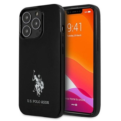 Hülle mit US Polo Horses Logo für iPhone 13 Pro Maxx, Schwarz