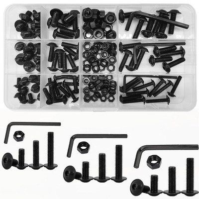 Schwarz M4 M5 M6 Edelstahl Muttern und Schrauben Set, Flansch Knopfkopf Innensechskant