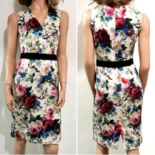Dolce & Gabbana Floral Roses Print Jacquard Textured Sheath Dress IT40
