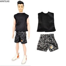 1/6 Boy Doll Clothes For Doll Outfit Black Vest Top Shorts Pants 11.5" Doll