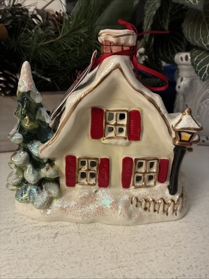 Blue Sky Clayworks Snowy  Cottage Tealight Candle House NWT Auth Retailer