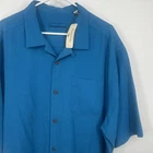Tommy Bahama Mens XLT Island Zone Silk Button Down Shirt Short Sleeve Blue NWT