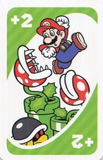 UNO Super Mario Draw 2 Card Mario Piranha Plant Koopa Troopa Nintendo Mattel