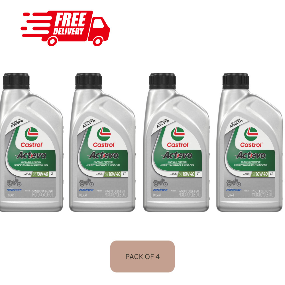 (4 pack) Castrol Actevo 4T 10W-40 Part Synthetic Motorcycle 