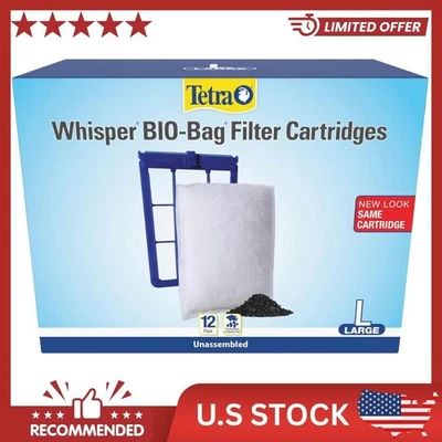 TÉTRA TETRA WHISPER BIO-BAG DISPOSABLE FILTER CARTRIDGES UNASSEMBLED LARGE 12 PACK New