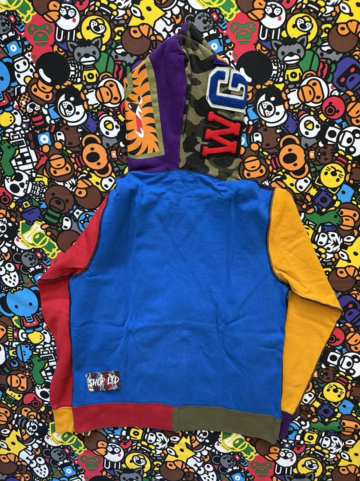 A Bathing Ape Multi Camo Patchwork Shark Hoodie - image 13