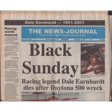Dale Earnhardt Black Sunday News-Journal February 19 2001 Daytona 500 Newspaper