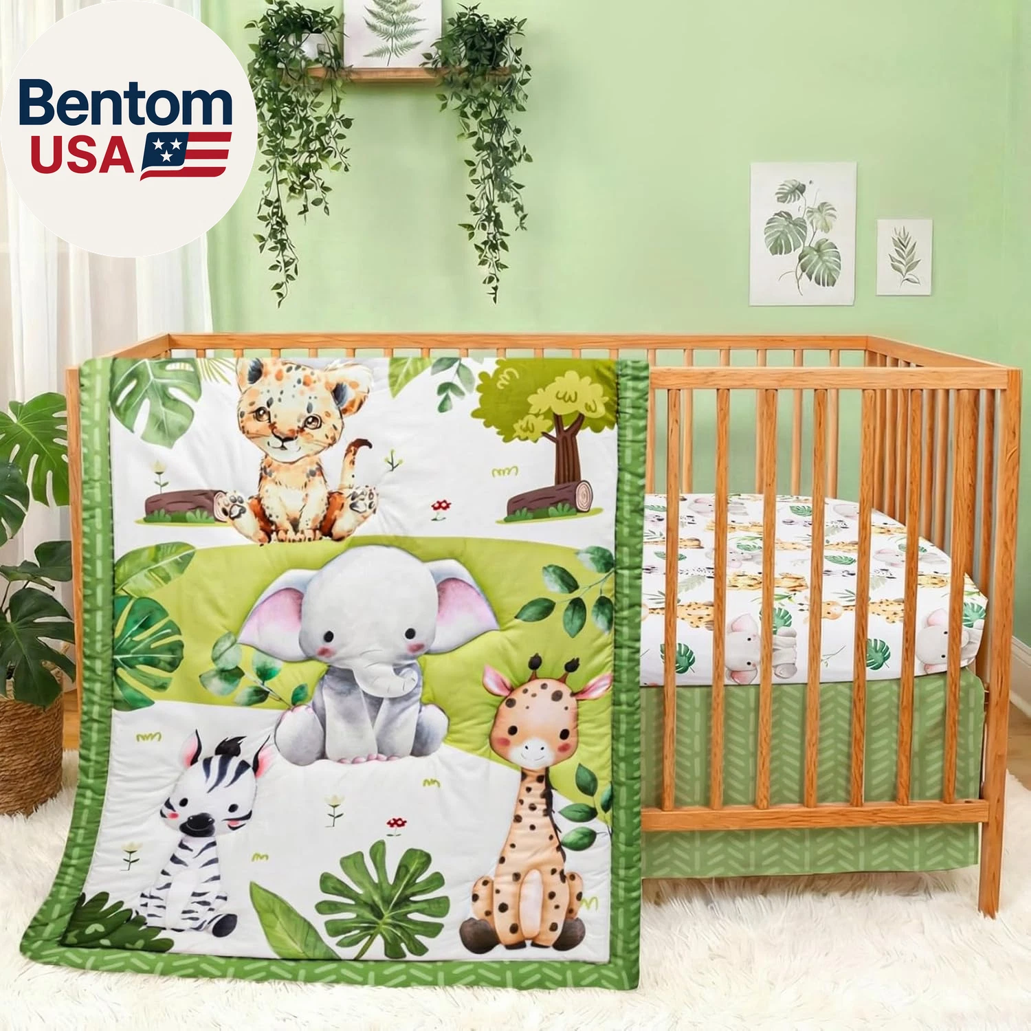 Baby Crib Bedding Set Safari Neutral Crib Nursery Comforter Bed Sets Decor with
Opens in a new windo