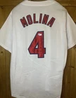 Autographed/Signed Yadier Molina St. Louis White Baseball Jersey Beckett BAS COA