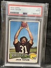 1975 TOPPS FOOTBALL CARD #70 JACK TATUM OAKLAND RAIDERS GRADED PSA 2