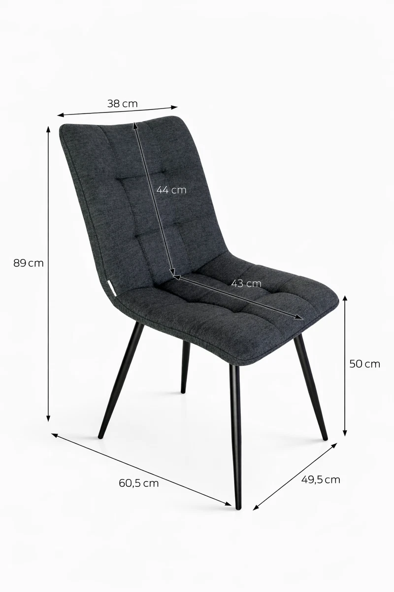 Esszimmerstuhl 4er Set gepolstert Stoff Stahlbeine bequem modern 50cm Sitzhöhe