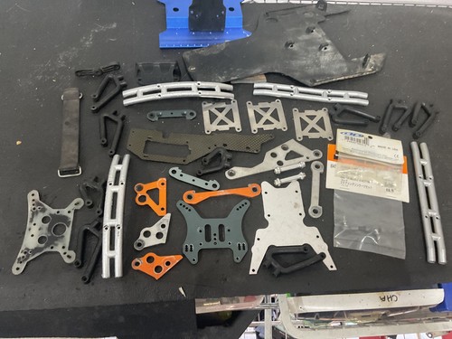 Huge Traxxas RC Parts Lot Aluminum Chassis Carbon Fiber Suspension Misc Upgrade