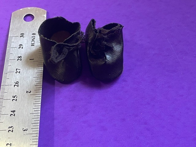 Vintage Black Oilcloth Shoes for Effanbee's Mikey Sailor Doll