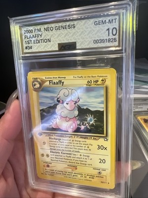 2000 POKEMON NEO GENESIS- 1ST ED. #34/111 FLAAFFY Graded AGS 10