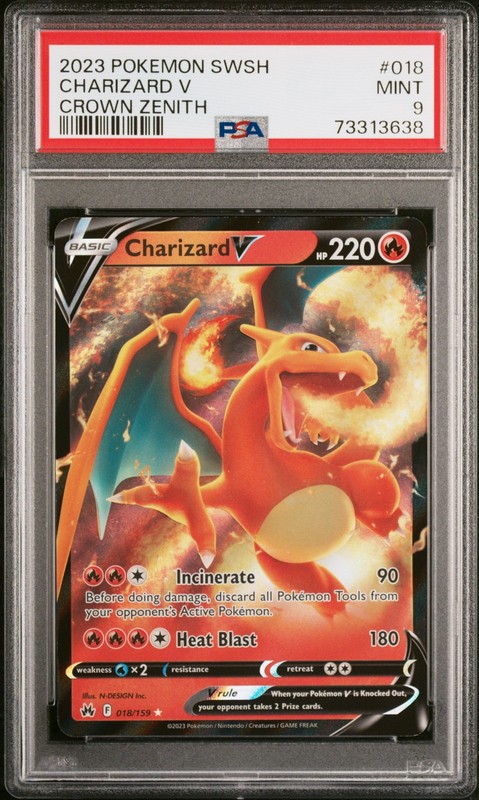 CHARIZARD V 018/159 PSA 9 SWORD SHIELD CROWN ZENITH POKEMON