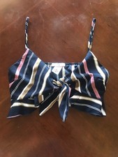 2000s striped tie crop top summer USA made pin up style beach