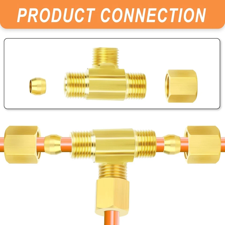 5PCS Brass Compression Tee Connectors – 1/4" OD for Durable Plumbing Solutions - Image 4 of 4