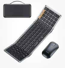ProtoArc Foldable Keyboard and Mouse, XKM01 for Business Travel BLACK No Dongle