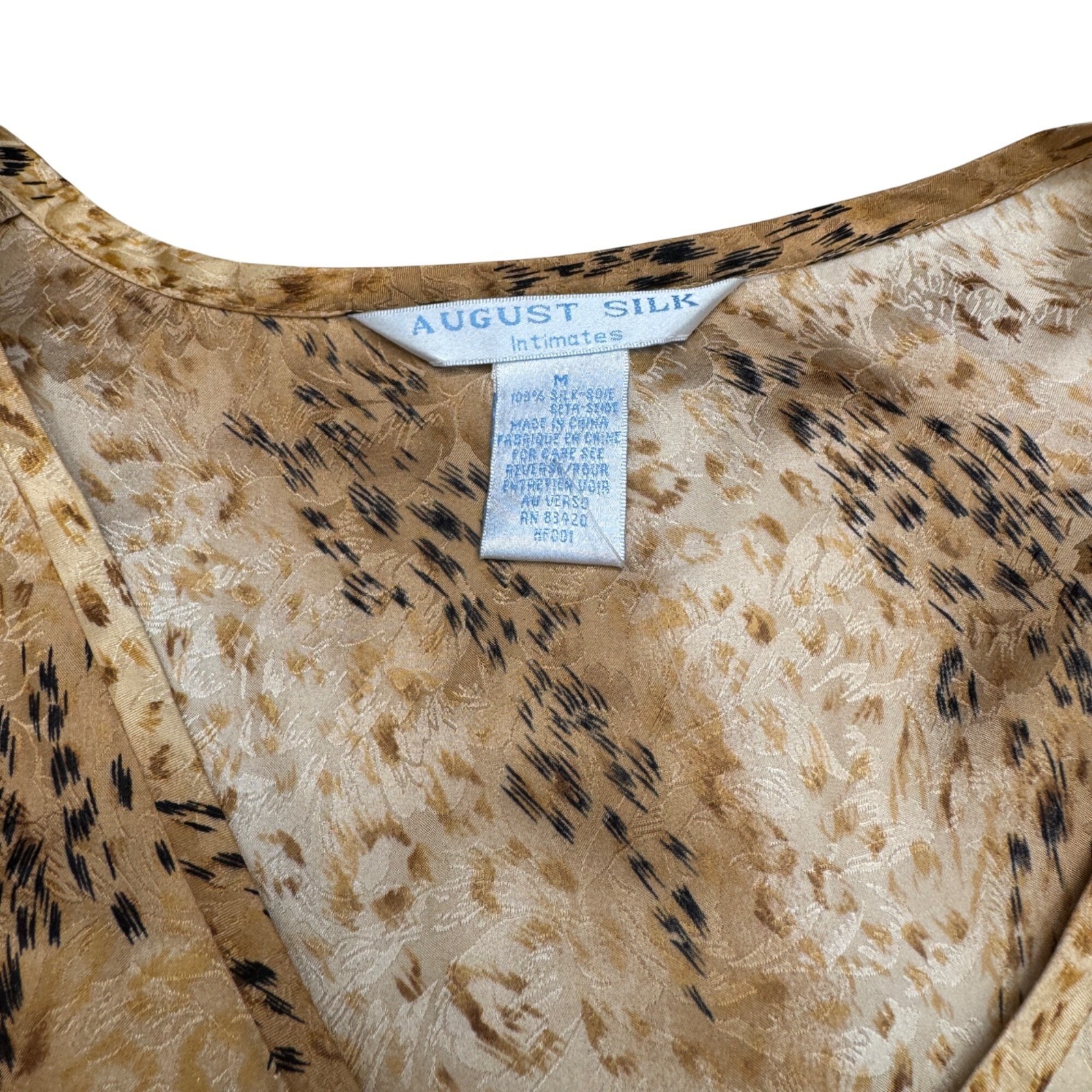 August Silk Intimates Leopard Print LS Pull Over … - image 4