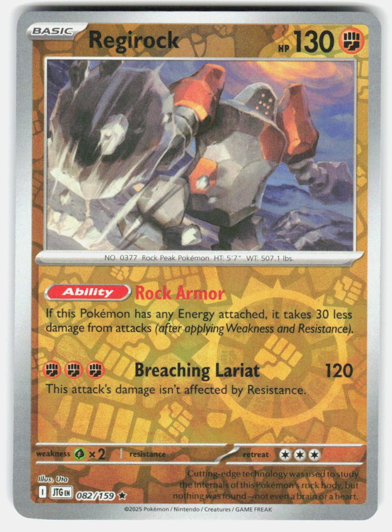 REGIROCK 082/159 RARE JOURNEY TOGETHER POKEMON HOLO NM/M