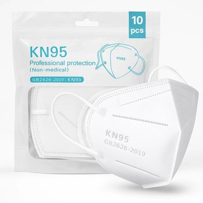 KN95 5-Layer Protective Face Masks : 10-200 Pack, White Disposable Respirators