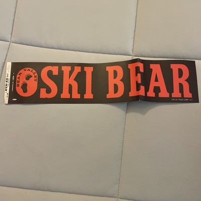 Vintage 70s SKI BEAR / BEAR VALLEY Bumper Sticker 14  Brown/Orange CA